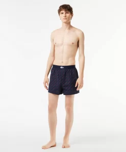 Lacoste Unterwäsche & Loungewear>Extraweiche Herren-Boxershorts Aus Baumwolle Im 3Er-Pack Navy Blau / Burgunder / Navy Blau Rei