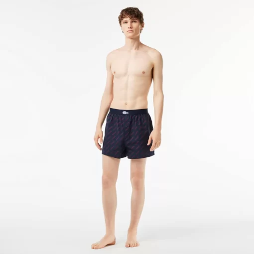 Lacoste Unterwäsche & Loungewear>Extraweiche Herren-Boxershorts Aus Baumwolle Im 3Er-Pack Navy Blau / Burgunder / Navy Blau Rei