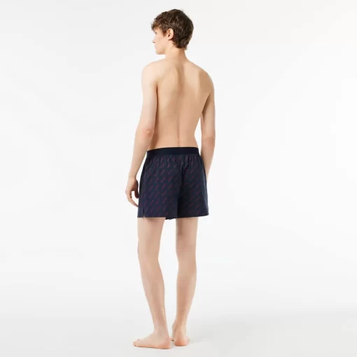 Lacoste Unterwäsche & Loungewear>Extraweiche Herren-Boxershorts Aus Baumwolle Im 3Er-Pack Navy Blau / Burgunder / Navy Blau Rei