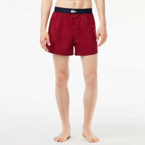 Lacoste Unterwäsche & Loungewear>Extraweiche Herren-Boxershorts Aus Baumwolle Im 3Er-Pack Navy Blau / Burgunder / Navy Blau Rei