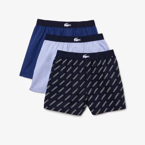 Lacoste Unterwäsche & Loungewear>Extraweiche Herren-Boxershorts Aus Baumwolle Im 3Er-Pack Navy Blau / Blau Vuc