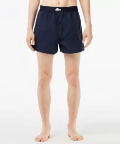 Lacoste Unterwäsche & Loungewear>Extraweiche Herren-Boxershorts Aus Baumwolle Im 3Er-Pack Navy Blau / Burgunder / Navy Blau Rei