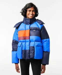 Lacoste Jacken & Mäntel>Extraweite Puffer-Jacke Mit Abnehmbarer Kapuze Navy Blau / Blau / Orange / Burgunder Izr