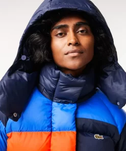 Lacoste Jacken & Mäntel>Extraweite Puffer-Jacke Mit Abnehmbarer Kapuze Navy Blau / Blau / Orange / Burgunder Izr