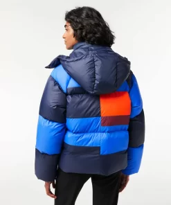 Lacoste Jacken & Mäntel>Extraweite Puffer-Jacke Mit Abnehmbarer Kapuze Navy Blau / Blau / Orange / Burgunder Izr