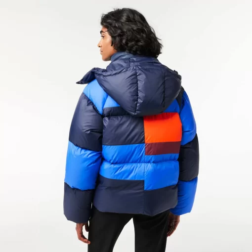 Lacoste Jacken & Mäntel>Extraweite Puffer-Jacke Mit Abnehmbarer Kapuze Navy Blau / Blau / Orange / Burgunder Izr