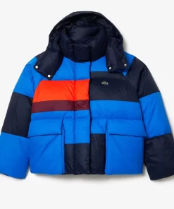 Lacoste Jacken & Mäntel>Extraweite Puffer-Jacke Mit Abnehmbarer Kapuze Navy Blau / Blau / Orange / Burgunder Izr