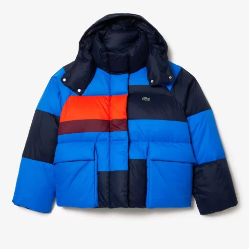 Lacoste Jacken & Mäntel>Extraweite Puffer-Jacke Mit Abnehmbarer Kapuze Navy Blau / Blau / Orange / Burgunder Izr