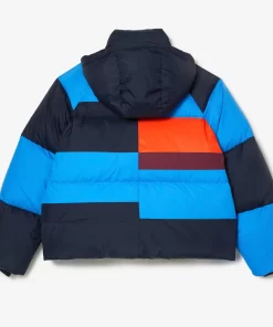 Lacoste Jacken & Mäntel>Extraweite Puffer-Jacke Mit Abnehmbarer Kapuze Navy Blau / Blau / Orange / Burgunder Izr