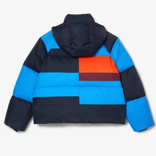 Lacoste Jacken & Mäntel>Extraweite Puffer-Jacke Mit Abnehmbarer Kapuze Navy Blau / Blau / Orange / Burgunder Izr