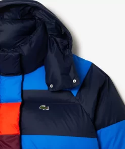 Lacoste Jacken & Mäntel>Extraweite Puffer-Jacke Mit Abnehmbarer Kapuze Navy Blau / Blau / Orange / Burgunder Izr