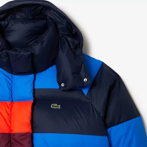 Lacoste Jacken & Mäntel>Extraweite Puffer-Jacke Mit Abnehmbarer Kapuze Navy Blau / Blau / Orange / Burgunder Izr