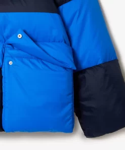 Lacoste Jacken & Mäntel>Extraweite Puffer-Jacke Mit Abnehmbarer Kapuze Navy Blau / Blau / Orange / Burgunder Izr