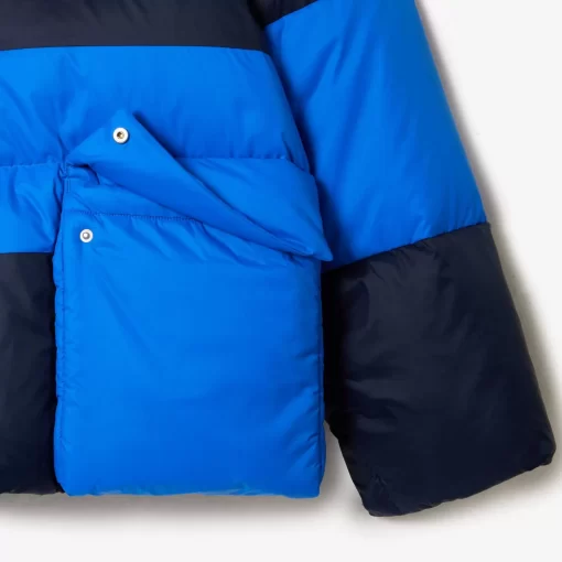 Lacoste Jacken & Mäntel>Extraweite Puffer-Jacke Mit Abnehmbarer Kapuze Navy Blau / Blau / Orange / Burgunder Izr