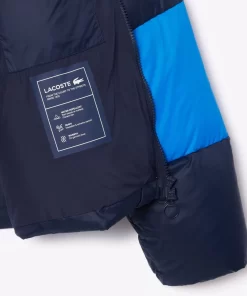 Lacoste Jacken & Mäntel>Extraweite Puffer-Jacke Mit Abnehmbarer Kapuze Navy Blau / Blau / Orange / Burgunder Izr