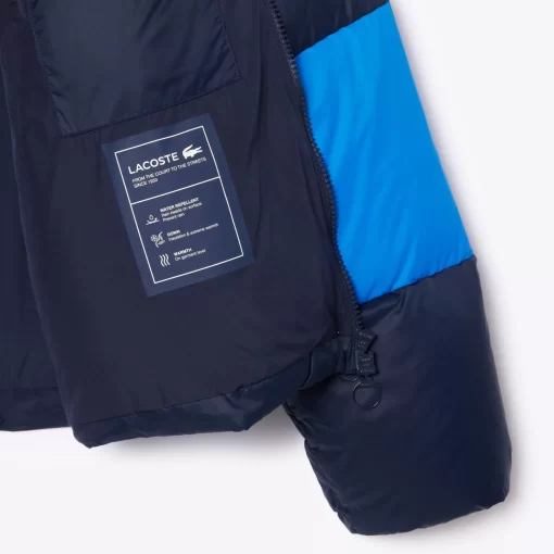 Lacoste Jacken & Mäntel>Extraweite Puffer-Jacke Mit Abnehmbarer Kapuze Navy Blau / Blau / Orange / Burgunder Izr