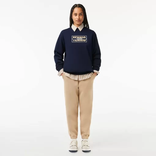 Lacoste Sweatshirts>Extraweites Jogger-Sweatshirt Aus Fleece Mit Tennis-Aufdruck Navy Blau 166