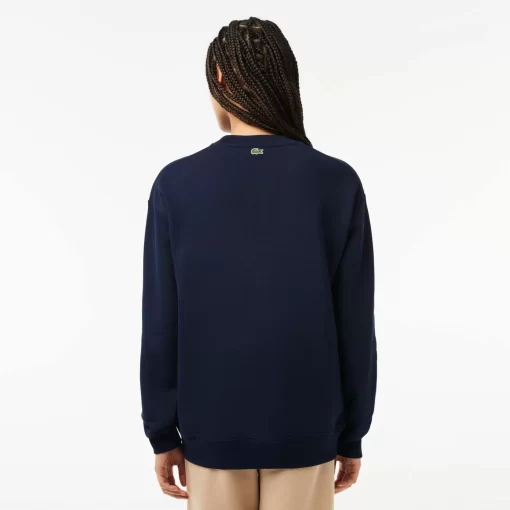 Lacoste Sweatshirts>Extraweites Jogger-Sweatshirt Aus Fleece Mit Tennis-Aufdruck Navy Blau 166