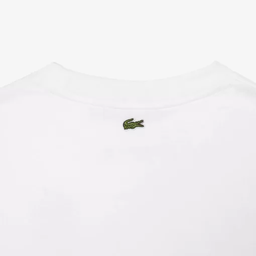 Lacoste T-Shirts>Extraweites T-Shirt Aus Baumwolle Mit Croc-Aufdruck Weis 001