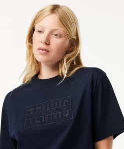 Lacoste T-Shirts>Extraweites T-Shirt Aus Baumwolle Mit Tennis-Stickerei Navy Blau 166