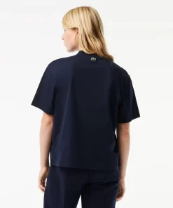 Lacoste T-Shirts>Extraweites T-Shirt Aus Baumwolle Mit Tennis-Stickerei Navy Blau 166