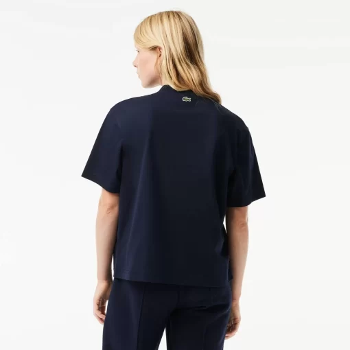 Lacoste T-Shirts>Extraweites T-Shirt Aus Baumwolle Mit Tennis-Stickerei Navy Blau 166