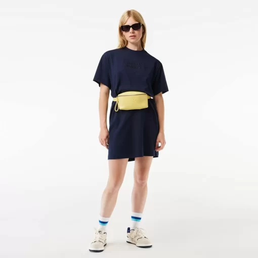 Lacoste Kleider & Röcke>Extraweites T-Shirt-Kleid Aus Baumwolle Mit Stickerei Navy Blau 166