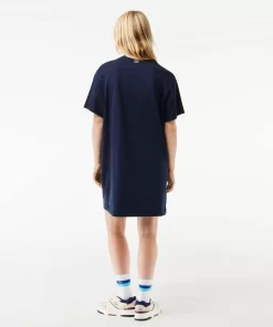 Lacoste Kleider & Röcke>Extraweites T-Shirt-Kleid Aus Baumwolle Mit Stickerei Navy Blau 166