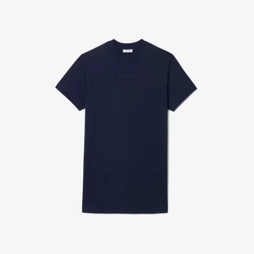 Lacoste Kleider & Röcke>Extraweites T-Shirt-Kleid Aus Baumwolle Mit Stickerei Navy Blau 166