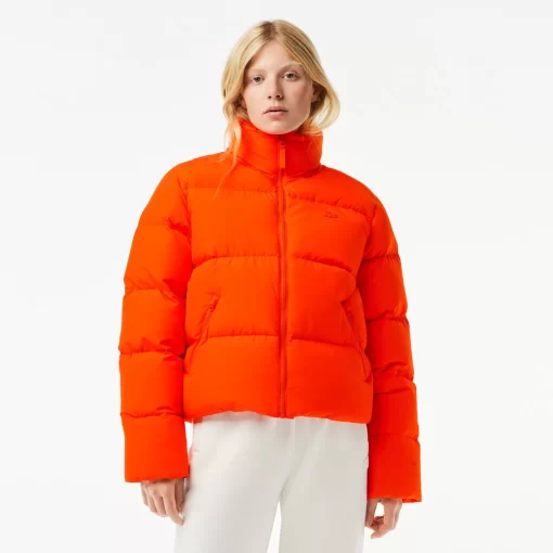 Lacoste Jacken & Mäntel>Faltbare Damen Jacke Aus Taft Orange Sji