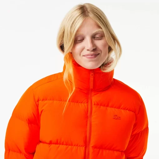 Lacoste Jacken & Mäntel>Faltbare Damen Jacke Aus Taft Orange Sji