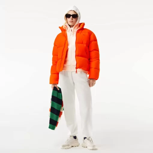 Lacoste Jacken & Mäntel>Faltbare Damen Jacke Aus Taft Orange Sji