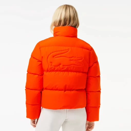 Lacoste Jacken & Mäntel>Faltbare Damen Jacke Aus Taft Orange Sji