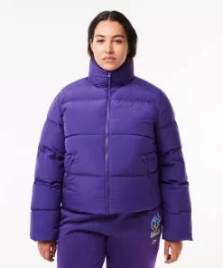 Lacoste Jacken & Mäntel>Faltbare Damen Jacke Aus Taft Lila Sni