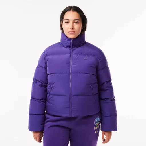 Lacoste Jacken & Mäntel>Faltbare Damen Jacke Aus Taft Lila Sni