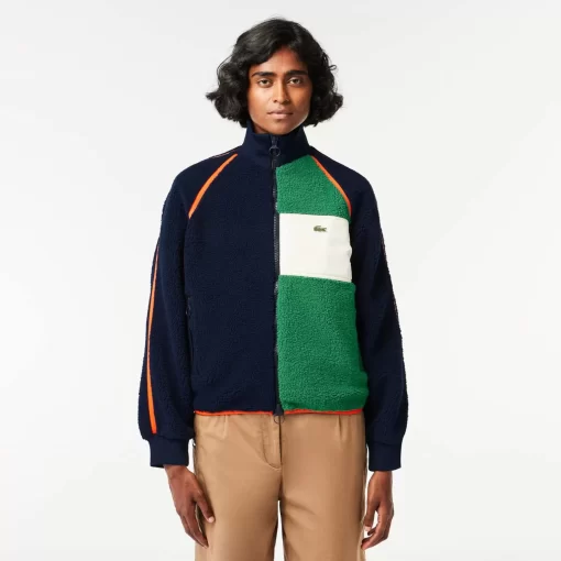 Lacoste Jacken & Mäntel>Fleece-Sweatshirt Mit Kontrast-Akzent Navy Blau / Grun / Weis / Orange Pqi