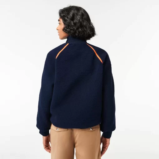 Lacoste Jacken & Mäntel>Fleece-Sweatshirt Mit Kontrast-Akzent Navy Blau / Grun / Weis / Orange Pqi