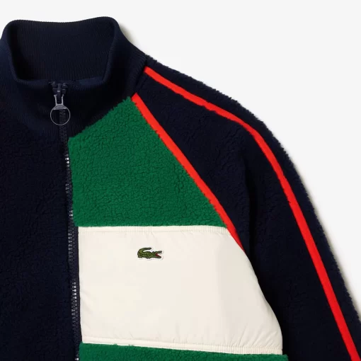 Lacoste Jacken & Mäntel>Fleece-Sweatshirt Mit Kontrast-Akzent Navy Blau / Grun / Weis / Orange Pqi