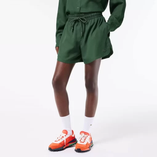 Lacoste Hosen & Shorts>Fliesende Lyocell-Shorts Dunkelgrun Smi