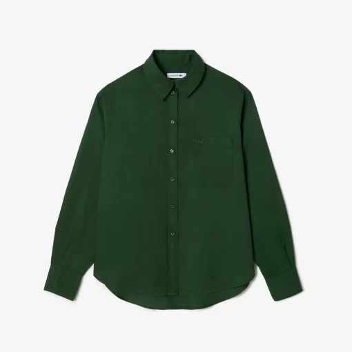 Lacoste Hemden & Tops>Fliesendes, Weite Bluse Aus Lyocell Dunkelgrun Smi