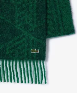 Lacoste Schals & Tucher>Fransen-Schal Aus Woll-Jacquard Mit Monogramm Grun Qij