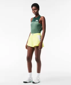 Lacoste Tennis>Gefutterte Tennis-Shorts Aus Recyceltem Gewebe Neongelb / Weis / Neongelb Pi4