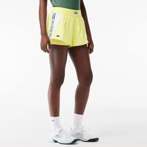 Lacoste Tennis>Gefutterte Tennis-Shorts Aus Recyceltem Gewebe Neongelb / Weis / Neongelb Pi4