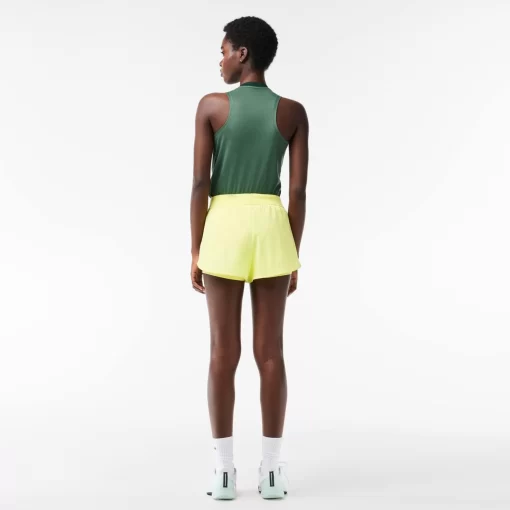 Lacoste Tennis>Gefutterte Tennis-Shorts Aus Recyceltem Gewebe Neongelb / Weis / Neongelb Pi4