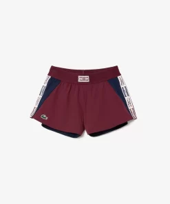 Lacoste Tennis>Gefutterte Tennis-Shorts Aus Recyceltem Gewebe Burgunder / Navy Blau Liv