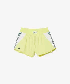 Lacoste Tennis>Gefutterte Tennis-Shorts Aus Recyceltem Gewebe Neongelb / Weis / Neongelb Pi4