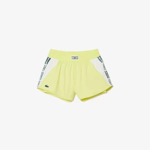 Lacoste Tennis>Gefutterte Tennis-Shorts Aus Recyceltem Gewebe Neongelb / Weis / Neongelb Pi4