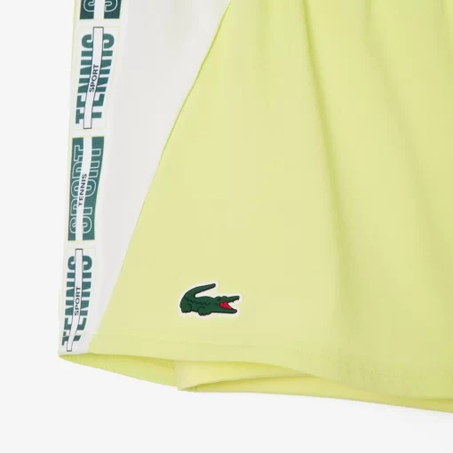 Lacoste Tennis>Gefutterte Tennis-Shorts Aus Recyceltem Gewebe Neongelb / Weis / Neongelb Pi4