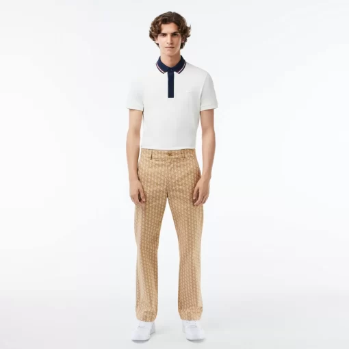 Lacoste Hosen & Shorts>Gerade Geschnittene Chinos Mit Monogramm-Aufdruck Braun / Beige / Weis Qiz