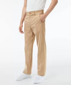 Lacoste Hosen & Shorts>Gerade Geschnittene Chinos Mit Monogramm-Aufdruck Braun / Beige / Weis Qiz